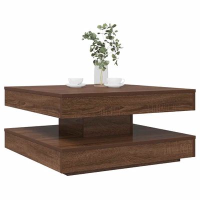 VidaXL Konferenčný stolík otočný o 360 stupňov hnedý dub 70x70x34,5 cm