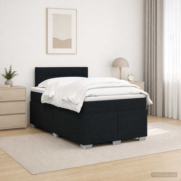vidaXL Posteľ boxspring s matracom Čierna 120 x 200 cm Látka