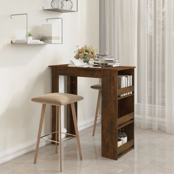 vidaXL Barový stôl+regál, tmavý dub 102x50x103,5 cm, kompozitné drevo