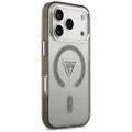 Guess Case Magsafe IML gradientné puzdro s potlačou trojuholníkového loga a striebornými kovovými tlačidlami fotoaparátu pre iPhone 17 Pro Max Khaki