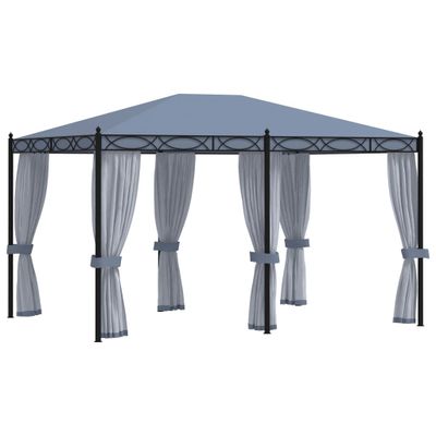 vidaXL Altánok so sieťkami 3x4 m, antracitový, oceľ