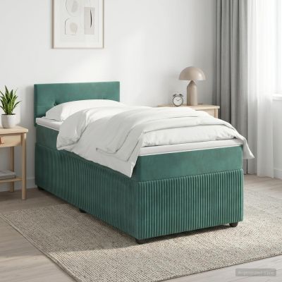 vidaXL Posteľ boxspring s matracom Tmavozelená 90 x 200 cm Zamat