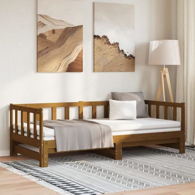 vidaXL Rozkladacia denná posteľ medovo-hnedá borovica 2x(90x200) cm