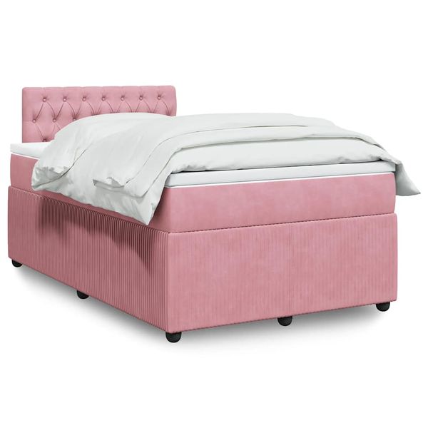 vidaXL Boxspring posteľ s matracom, ružová 120x190 cm, zamat