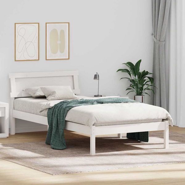 vidaXL Rám postele Biela 80 x 200 cm Masívne borovicové drevo