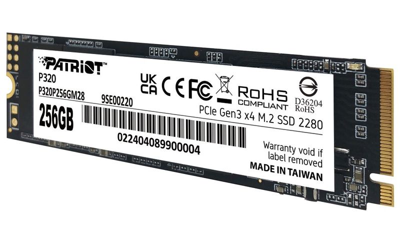 PATRIOT P320 256GB SSD / Interný / M.2 PCIe Gen3 x4 NVMe 1.3 / 2280 SSD disk, interný, 256GB, M.2 2280, PCIe Gen3 x4, NVMe 1.3