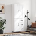 vidaXL Vysoká skrinka lesklá biela 69,5x34x180 cm spracované drevo