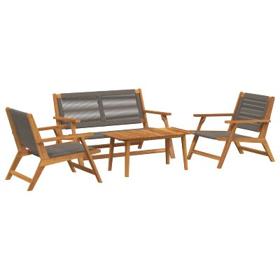 vidaXL Záhradné stoličky so stolom 4 ks Sivá Pevné akáciové drevo