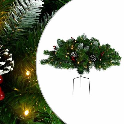 vidaXL Osvetlený umelý vianočný stromček k chodníku, zelený 40 cm, PVC