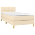 vidaXL Posteľný rám boxspring s matracom krémový 90x190 cm látka
