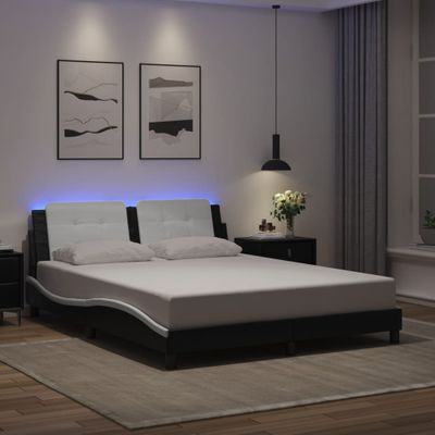 vidaXL Rám postele s LED bez matraca Zadar čierno-biely 160x200 cm