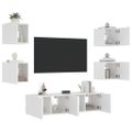 vidaXL 6-dielne TV nástenné skrinky s LED biele kompozitné drevo