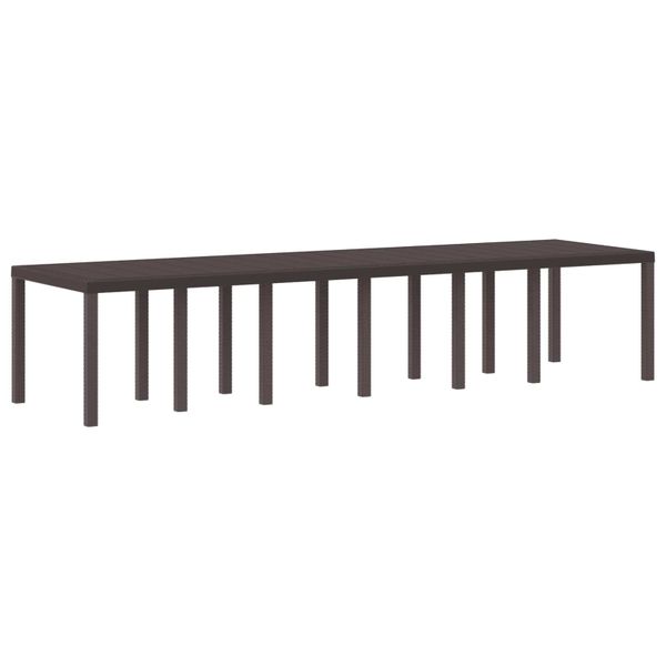 vidaXL Záhradný stôl Hnedá 350 x 100 x 74 cm polyratan