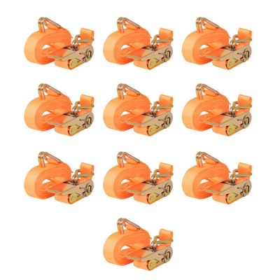 vidaXL Upínacie popruhy s račňou 10 ks, 0,4 tony, 6mx25mm, oranžové