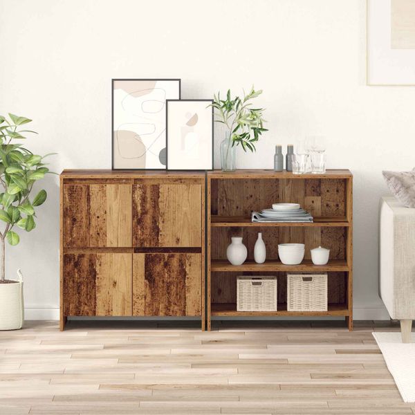 vidaXL Servírovacia skriňa 2 pcs Staré drevo 70 x 41 x 75 cm