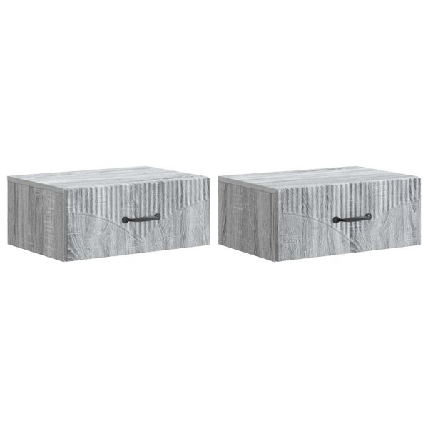 vidaXL Nástenná nočná skrinka 2 pcs Sivá sonoma 49 x 34,5 x 20 cm