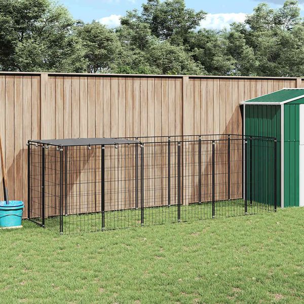 vidaXL Koterec pre psa čierny 330x110x110 cm oceľ