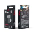 Maxlife 3in1 kábel USB - Lightning + USB-C + microUSB 1,0 m 2,1A sivý nylon