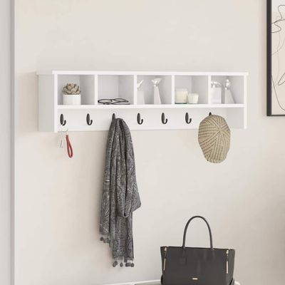 vidaXL Vešiak na stenu Biela 100 x 16 x 26 cm Kompozitné drevo