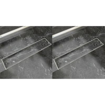 vidaXL Rovný sprchový odtok 2 ks 530x140 mm nehrdzavejúca oceľ