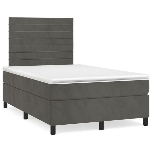 vidaXL Boxspring posteľ s matracom, tmavosivá 120x190 cm, zamat