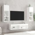 vidaXL 6-dielne TV nástenné skrinky s LED biele kompozitné drevo