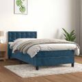 vidaXL Posteľný rám boxsping s matracom tmavomodrý 90x200 cm zamat