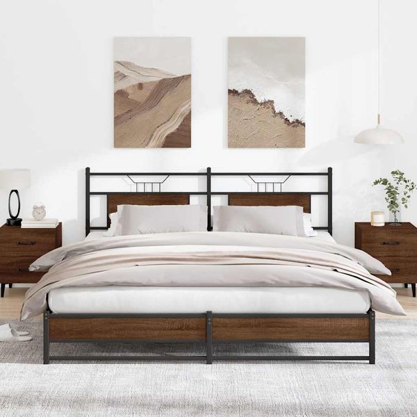 vidaXL Kovový posteľný rám bez matraca hnedý dub 180x200 cm