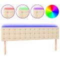 vidaXL Čelo postele s LED krémové 180x5x78/88 cm látka