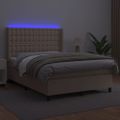 vidaXL Boxspring posteľ matrac a LED kapučínová 140x200 cm umelá koža