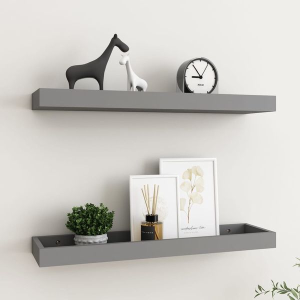 vidaXL Terasové nástenné police 2 ks sivé 60x15x4 cm MDF