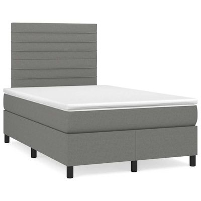 vidaXL Boxspring posteľ s matracom a LED, tmavosivá 120x190 cm, látka