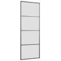 vidaXL Posuvné dvere s kovaním čierne 76x205 cm ESG sklo