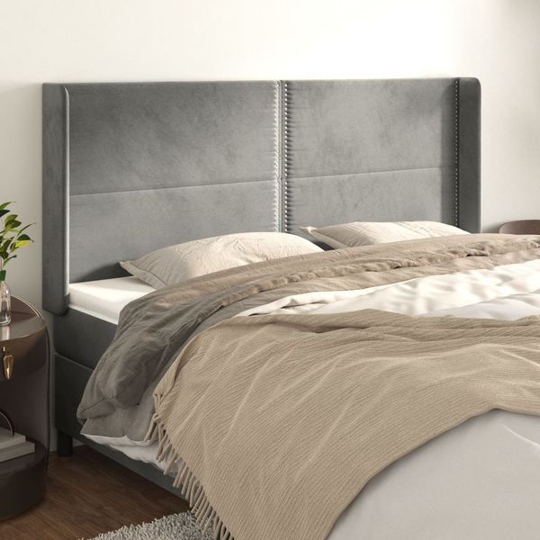 vidaXL Čelo postele so záhybmi bledosivé 183x16x118/128 cm zamat