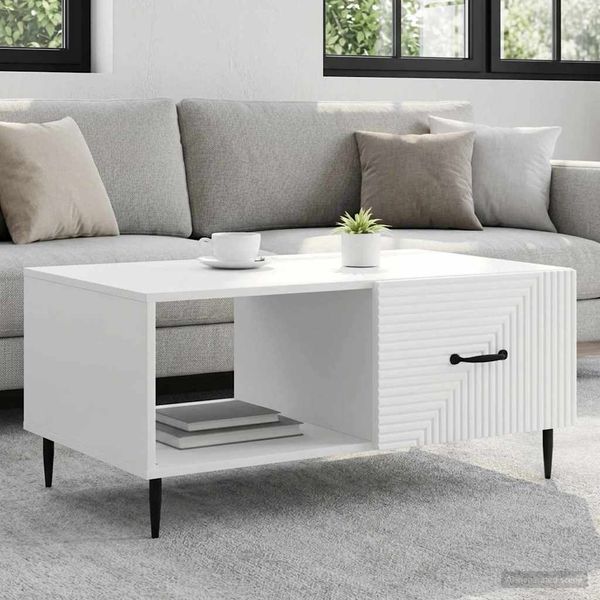 vidaXL Konferenčný stolík Biela 90 x 50 x 40 cm Kompozitné drevo