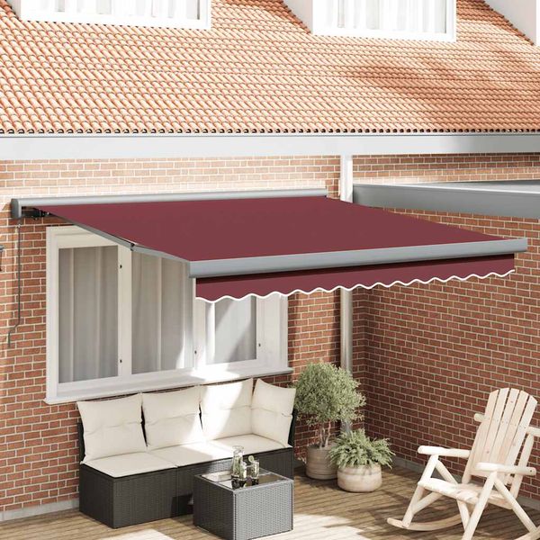 vidaXL Ručne zaťahovacia markíza vínová 300x250 cm