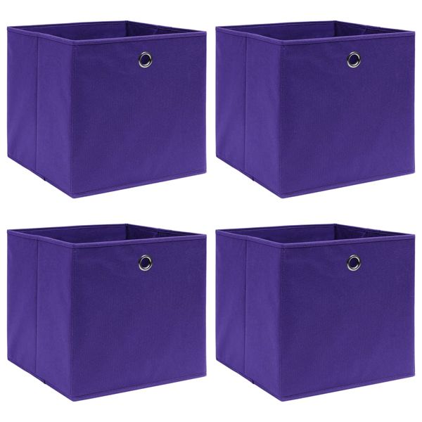 vidaXL Úložné boxy 4 ks, fialové 32x32x32 cm, látka