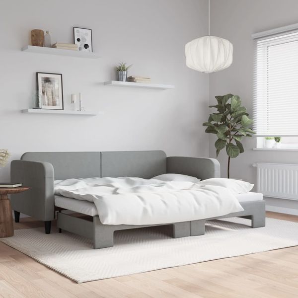 vidaXL Denná posteľ s rozkladacou posteľou bledosivá 80x190 cm látka