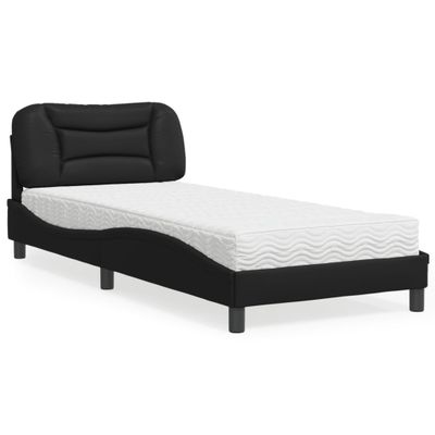 vidaXL Posteľ s matracom Hvar čierna 90x190 cm umelá koža