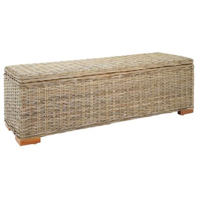 vidaXL Úložný box biely 110 cm prírodný ratan Kubu a masívny mahagón