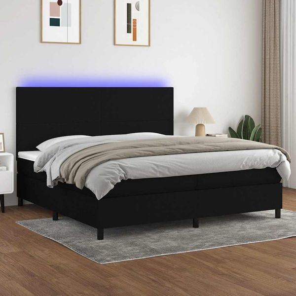 vidaXL Posteľ boxsping s matracom a LED čierna 200x200 cm látka