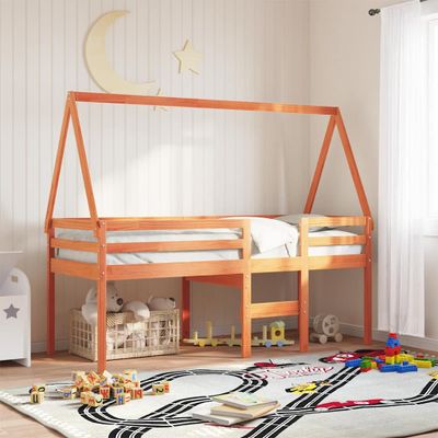 vidaXL Strecha na detskú posteľ voskovohnedá 209x95,5x88 cm borovica