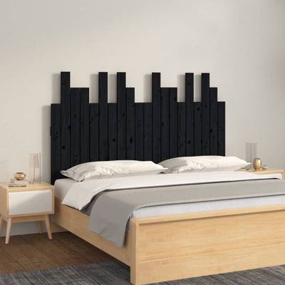 vidaXL Nástenné čelo postele čierne 127,5x3x80 cm masívna borovica