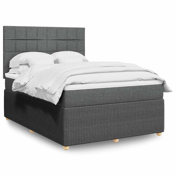 vidaXL Boxspring posteľ s matracom tmavosivá 140x200 cm látka