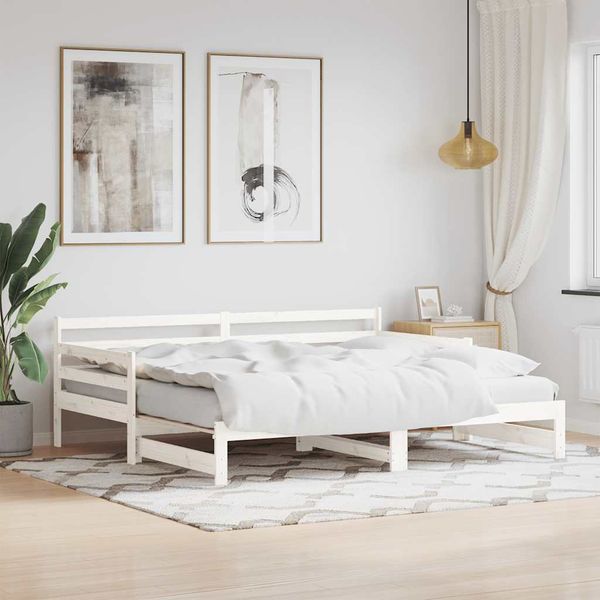 vidaXL Vysúvacia denná posteľ biela 90x200 cm masívna borovica