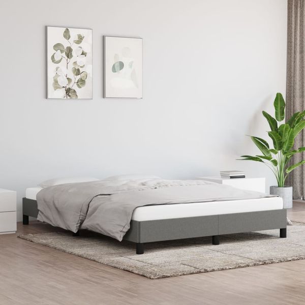 vidaXL Posteľ bez matraca tmavosivý 140x190 cm látka