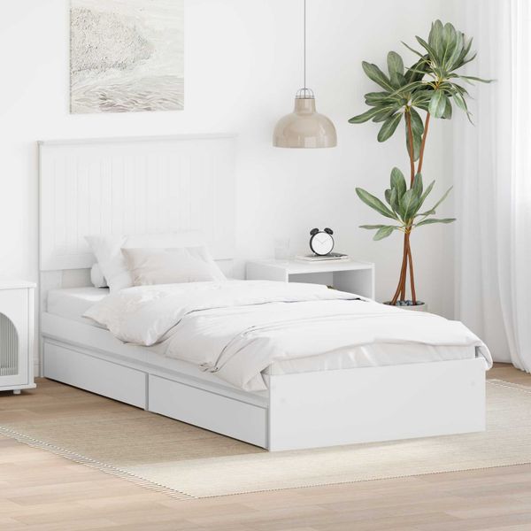 vidaXL Úložná posteľ so zásuvkou Biela 90 x 190 cm Kompozitné drevo