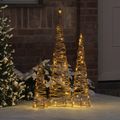 vidaXL Vianočný stromček 3 ks 90 LED Teplá biela 20 x 20 x 80 cm Ratan