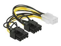 Elektrický kábel - 6-pinové PCIe napájanie (samica) na 8-pinové PCIe napájanie (6+2) (samec) - 12 V - 15 cm - so západkou