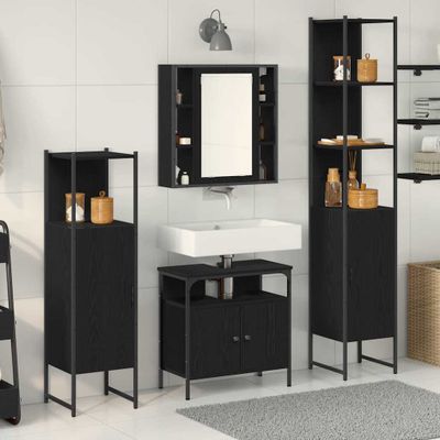 vidaXL Sada kúpeľňového nábytku 4 pcs Čierny dub Kompozitné drevo